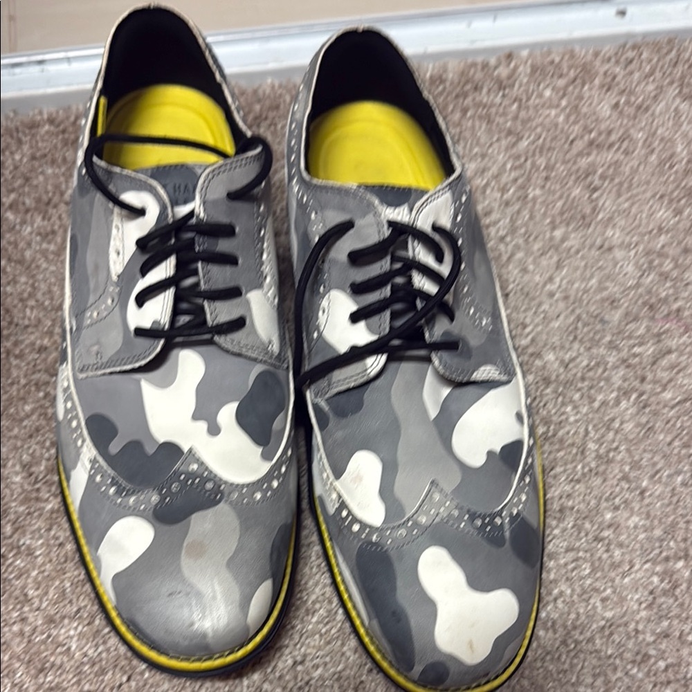 Cole Haan Gray and White Camouflage Oxfords